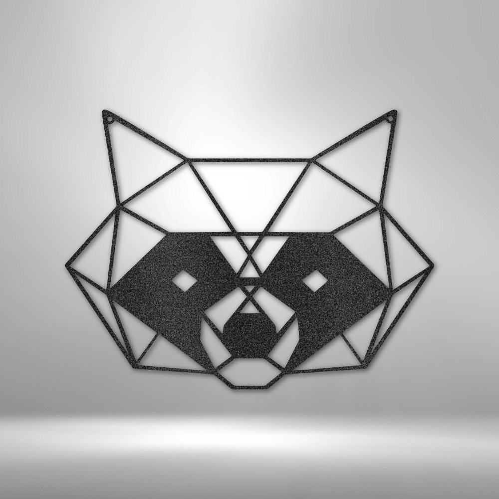 Geometric Raccoon Steel Sign Laser Cut Powder Coated Home & Office Metal Wall De